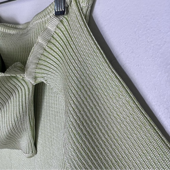 New Baobab Botanico One sleeve Asymmetrical cutouts Midi Dress Mantis Green Sz L - Picture 7 of 9